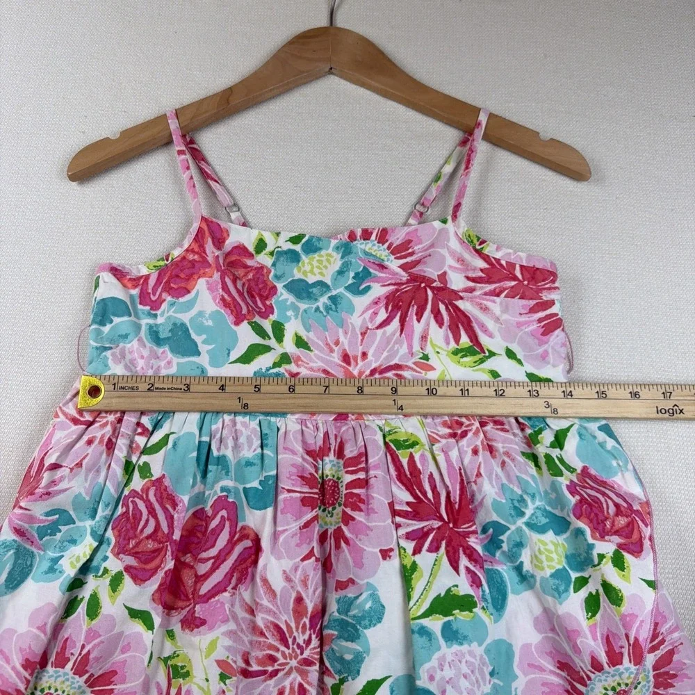 Garnet Hill Kids Floral Dress Size 12 Pink (no belt) 100% Cotton Lined Layered
